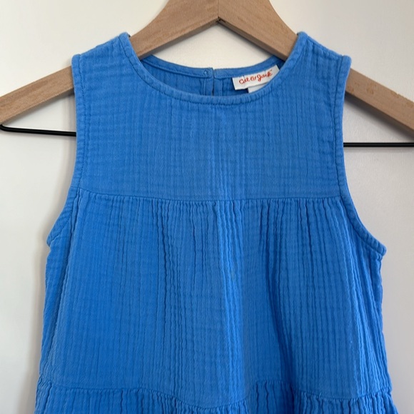 Girls Blue Sleeveless Dress with Pockets by Cat & Jack 100% Cotton - Picture 2 of 12